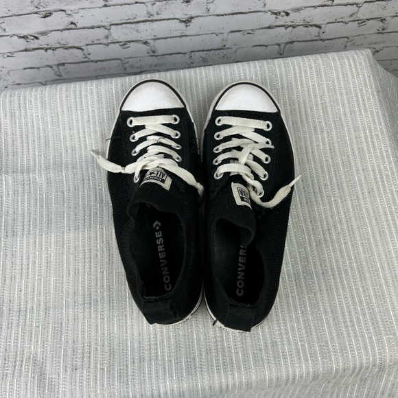 All Star Chuck Taylor Converse low top black kids knit slip ons shoes size 2 - Picture 4 of 8